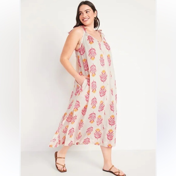 Old Navy Sleeveless Tie-Shoulder All-Day Maxi Swing Dress Size Small/Tall - Picture 9 of 11